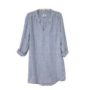 HIHO Dress Tortola BVI 100% Linen Medium Heather Blue Beachy Cruise Coastal EXC